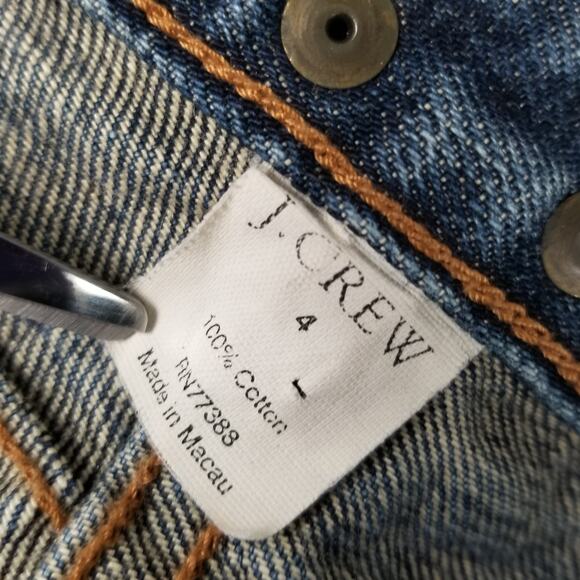 J. Crew Blue Denim Jeans Brass Studded Rivet Waistband Vintage Size 4 - Picture 4 of 4